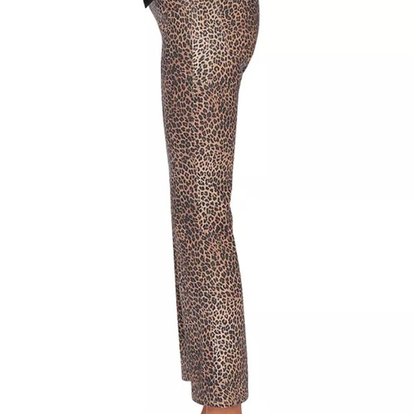 FRAME le Crop Mini Coated Bootcut Jeans in Leopard NEW - Picture 2 of 4